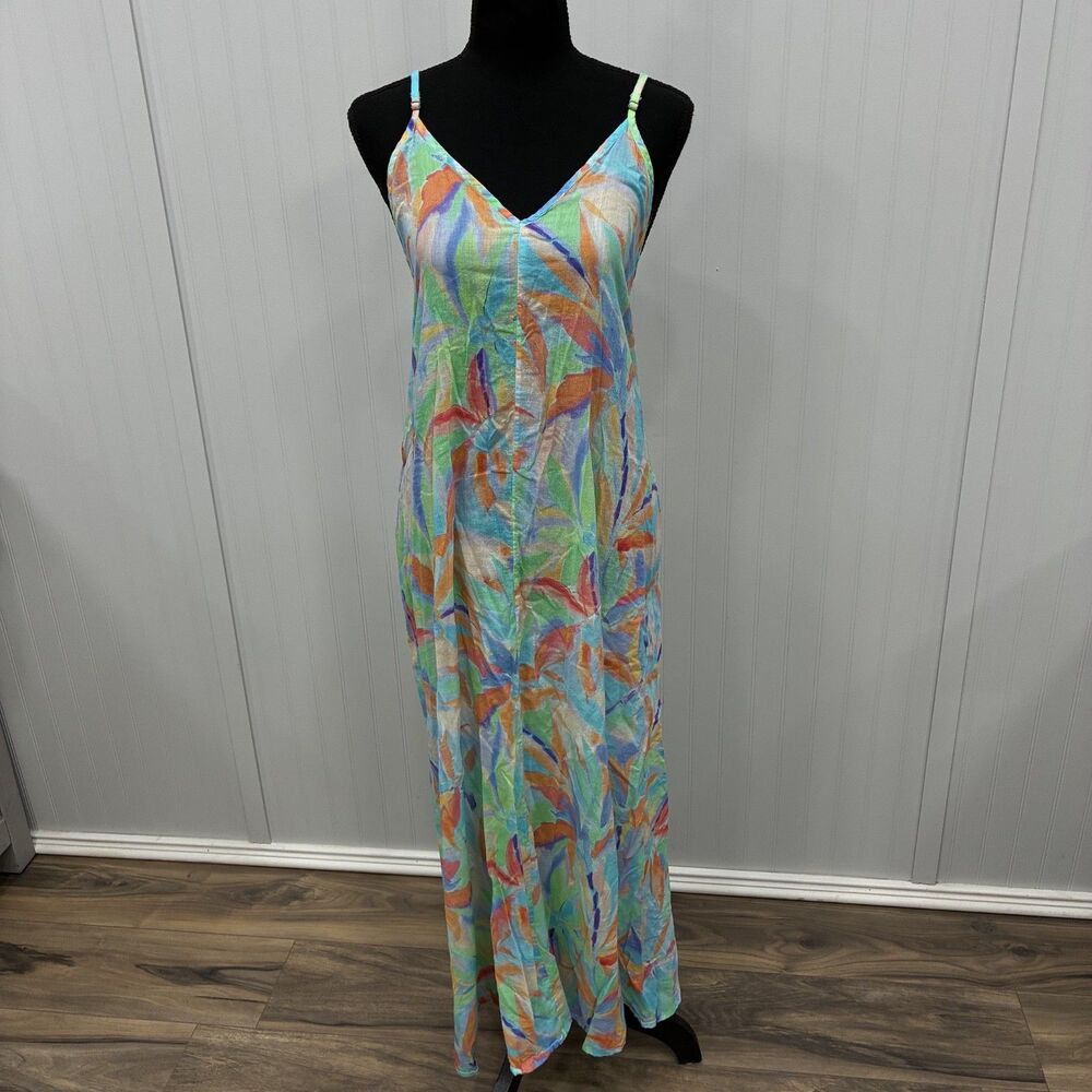 Haute Hippie Style Womens Large Multi Colorful Abstract Print Cotton Maxi Dress
